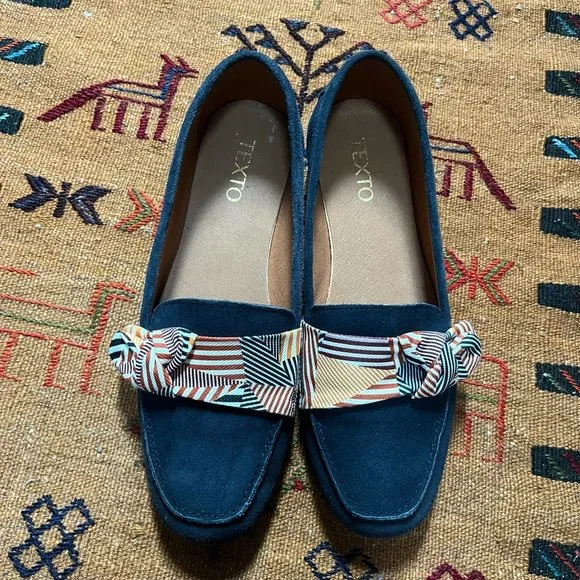 Navy Suede Loafers by Texto (Made in Portugal) Size EU 39 | US 8.5 - Picture 3 of 11